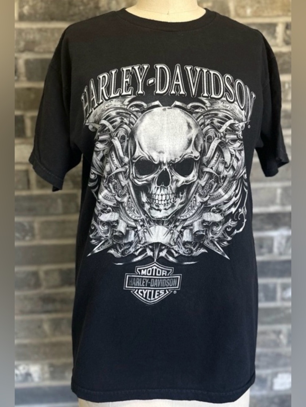 Harley Davidson Willie G Skull Chicago IL Dealer Graphic T Shirt Mens M Black